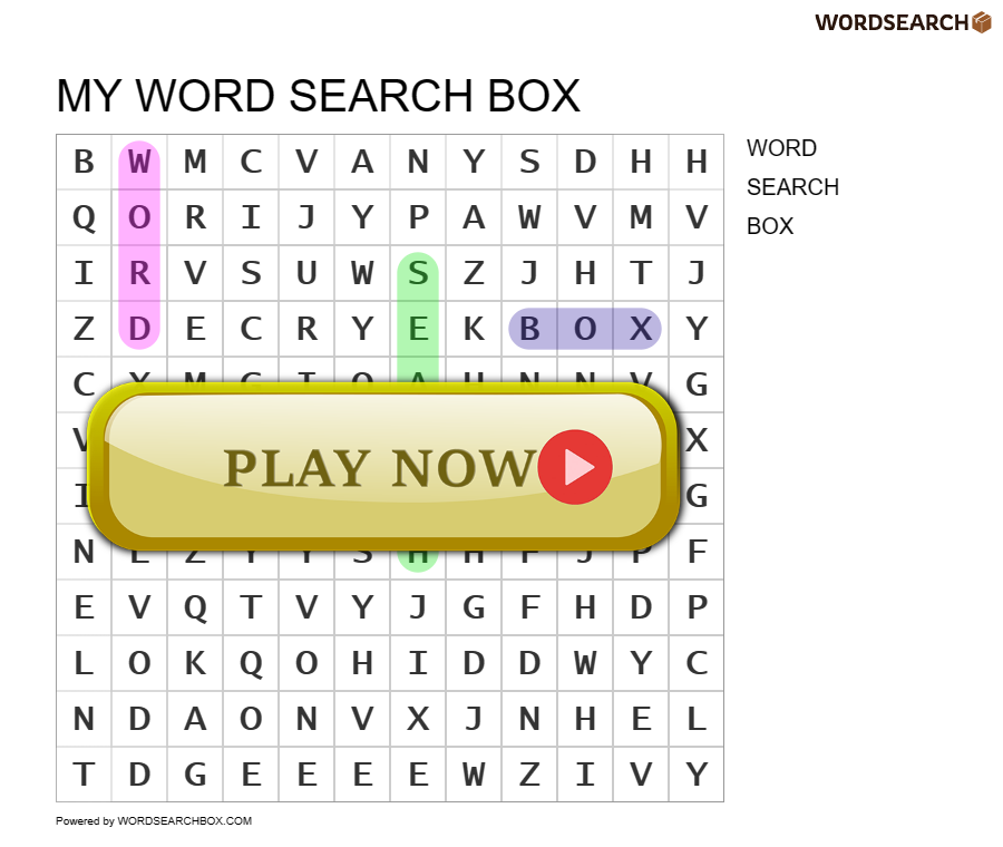 Word Search Maker Create Your Word Search Word Search Box